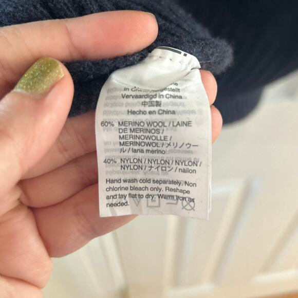 J.Crew Deep Navy Ribbed Crewneck Merino Wool Long Sleeves Sweater - Picture 3 of 5